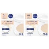 NIVEA Q10 Plus Anti-Age 3in1 Skin Care Cushion 15ml, Crema colorata viso idratante e anti-età, Crema Viso antirughe e BB cream FP15, Fondotinta cushion arricchito con Coenzima Q10, 01 Light-Medium