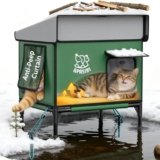 Apasiri Heated Cat House for Outdoor: Weatherproof Outside Cat Shelter, Insulated Cat House Outdoor with Heated Pad, Sloping Roof & Escape Door, Elevated Base for Stray Cats, Medium