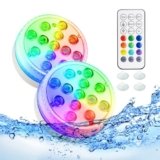 XQDUPDA Submersible LED Lights with Remote 16 Colors IP68 Waterproof Underwater Pool Lights for Inground Pool Above Ground Battery Operated Controlled Pool Pond Decoration 2 Pack