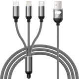 Multi Cavo di Ricarica,3 in 1 Multiplo Cavo USB Type-C 1.2M Ricarica Rapida Filo Caricabatterie Nylon Intrecciato Cavetto Micro USB Tipo C Lightning per Samsung iPhone Huawei Redmi OPPO Android LG PS5