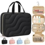HOTOR Hanging Toiletry Bag – Spacious Travel Toiletry Bag for Women & Men, Multi-Pocket Makeup Organizer, Travel & Cruise Essentials for Business Trip, Gym, Black, 11.0″ x 8.7″ x 3.9″