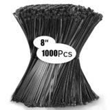 Jokisa 1000 Pezzi Fascette Plastica 200 x 4,8 mm, Fascette Elettricista Professionali Resistente Allatemperature, Fascette Plastica Lunghe Resistenza Alla Rottura 23 kg per Uso Interno ed Esterno