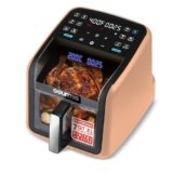 Gourmia Air Fryer 7 QT – Easy View Panoramic Window & Interior Light, Guided Cooking with 12 One-Touch Presets, FryForce 360, Dishwasher Safe Accessories, Peach