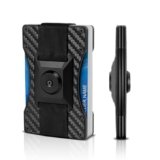 Vitomas Minimalist Metal Wallet for Men, Slim Tactical Wallet, Rigid Aluminum Smart Wallet Holds 20 Cards and Cash, Carbon Fiber Money Clip, Fidget Spinner Function