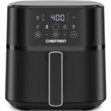 Chefman Air Fryer – 6 QT Compact Airfryer for Quick & Easy Meals in Minutes, Features Hi-Fry Technology for Extra Crisp, Touchscreen Controls with 4 Presets, Nonstick & Dishwasher Safe Basket – Black