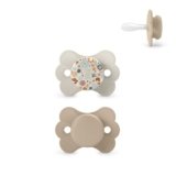 Suavinex, confezione da 2 ciucci con tettina simemtrica in silicone SX Pro, piatta e flessibile, per bambini 6/18 mesi, rispetta lo sviluppo orale, previene gli sfregamenti, Wonderland Beige