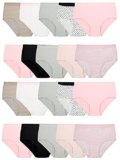 Fruit of the Loom Girls’ Cotton Brief Underwear, 20 Pack – Basic Assorted, 14