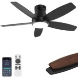 AQUBT Ceiling Fans with Lights, 42 inch Ceiling Fans with Lights and Remote, Dimmable, Noiseless, Low Profile Ceiling Fan with Light for Bedroom, Indoor and Outdoor Use(Black)