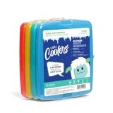Cool Coolers By Fit & Fresh 4 Pack Slim Ice Packs, Quick Freeze Space Saving Reusable Ice Packs for Lunch Boxes or Coolers, Multi Colored, Single Pack