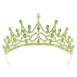 Queen Crowns for Women Tiaras Wedding Princess Crown Quinceanera Tiara Crystal Bridal Headband Rhinestone Hair Accessories for Birthday Prom Pageant Party Green