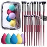 BS-MALL Eye Makeup Brushes Set 18 Pcs – Includes 5 Makeup Sponges & Travel Bag – Professional, Super Soft, Flawless Finish, Multi Functional Brush Set for Eye & Face Makeup