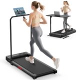 Walking Pad Treadmill for Home – Folding Treadmills with Handle Bar Portable Compact Fold up Indoor Foldable Handles Electric Walk Pads Small Spaces Mini Running Quiet Under Bed Office