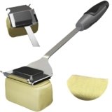 Grill Brush for BBQ, Heavy Duty Stainless Steel Grill Cleaner with 8″ Wooden Handle & Scraper, Heat-Resistant Bristles for Gas, Charcoal Grills, Griddles, Oven, Camping Accessories (Black)