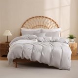 JSD Light Grey Duvet Cover Set King Size, 3 Piece Duvet Cover with Pillow Shams, Soft Brushed Microfiber Zipper Closure, Comforter Not Included