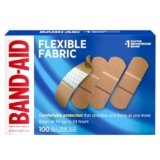 Band-Aid Brand Flexible Fabric Sterile Adhesive Bandages, Comfortable Cushioned Wound Care & Protection for Minor Cuts, Scrapes & Burns, First Aid, Hurt-Free Comfort Pad, One Size 1×3 In, 100 Count