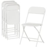 HOMCOM Set di 4 Sedie Pieghevoli in PP con Fori di Drenaggio, Sedie Richiudibili Salvaspazio Portatili in Acciaio, Sedia Pieghevole da Interno per Casa, Ufficio, Cucina, Eventi, 45x49x79.5 cm, Bianco