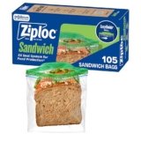 Ziploc Sandwich and Snack Bags, Easy Open and Close, Plastic Food Storage Bags, 105 Bags Total (Packaging May Vary)