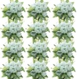 Nagobi 12 Bundles Artificial Peony Flowers Silk Peonies Bouquet Fake Flowers Bulk for Home Wedding Table Centerpiece Party Decor (Light Blue)