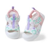 Baby Sandals Size 5 Toddler Boy Girl Flexible Soft Sole Non Slip Wide First Walking Shoes Casual Mesh Breathable Lightweight Slippers for Baby 1 Year 12-18 Months Outdoor(Pink 140) 5T