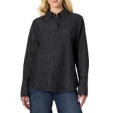 Amazon Essentials (Demi’s Pick) Women’s Oversized-Fit Denim Button-Down Shirt, Black, Medium