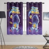 BOHOMOCASA Kids Space Astronaut Blackout Curtains – 100% Blackout, Thermal Insulated, Noise Reducing, Perfect for Kids Room and Nursery, 2 Panels (Space Travel Astronaut, W52×L63)
