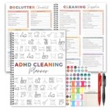 Adhd Cleaning Planner, Cleaning Schedule and Checklist Organizer, Daily Weekly Monthly Household Cleaning Planner for Adults Women, Chore Chart Notebook for Home, Family Cleaning Tasks, DIY Home Improvement