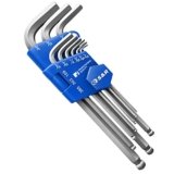 S&R Chiavi a Brugola – Set Brugole in Pollici Lunghe. Kit Brugole di 9 Chiavi Esagonali US Americane da 1/16 fino a 3/8 Pollici con Testa Sferica per Bici, Moto Auto, Mobili, Elettrodomecisti.