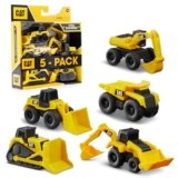 CAT Funrise Kids Construction Little Machines 5 Pack – Great Cake Toppers – Great For Easter Baskets, Yellow