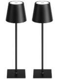 Kakanuo Cordless Rechargeable Table Lamp Black 5000mAh Battery Operated Lamps, 3 Colors Stepless Dimming Touch Lamp for Living Room, Kitchen Counter, Dining, Outdoor Patio, 2 Pack