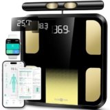 Bilancia Pesapersone Digitale Runstar, Bilancia intelligente Alta Precisione con 8 Elettrodi per BMI, Massa Muscolare, 28 Dati Composizione Corporea, Sync App, Display a 3 Parametri, 180 kg