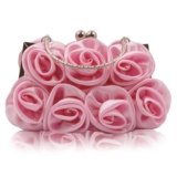 JAMBHALA Women Evening Clutch Bag Dressy Floral Satin Small Purses with Detachable Strap for Party, Prom, Formal, Pink