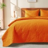 JYHOPE King Size Orange Comforter Set, Lightweight Summer Quilt Set, Soft & Breathable Bedspread for All Seasons, Stain Resistant, Boho Style Pattern Bedding 1 Quilt 2 Pillow Shams
