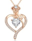CDE Collana Donna Collana Cuore in Oro Rosa Gioielli Donna, 925 Sterling Silver Collana Pendente Anniversario Compleanno San Valentino Regalo di Natale per donne Moglie Mamma Fidanzata (Oro Rosa 04)