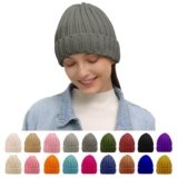 Rosoz Winter Hats for Women Warm Thick Soft Stretch Cable Knit Beanie Skully Cap for Cold Weather Grey
