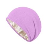 Facecozy Satin Lined Beanies Women Slouchy Beanie Knit Winter Hat for Women Men Silky Lining Lightweight Skull Beanies Cap Purple