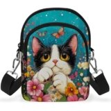 Cat Small Crossbody Bag for Women Cell Phone Purse with Adjustable Strap Shoulder Purses Wallet Bags