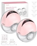 eSynic 2PZ 210ML Tiralatte Elettrico Indossabile 4 Modalità 12 Livelli, 2x Pompa per Allattamento con Frange 19/21/24 mm, Display LED, Tira Latte Portatile Ricaricabile Antiriflusso Senza BPA – Rosa