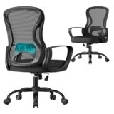 SONGMICS Sedia Ufficio Ergonomica, Sedia Scrivania Girevole in Rete, Supporto Lombare, Funzione Oscillante, Braccioli, Studio Camera da Letto, Nero Inchiostro OBN043BH02