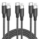 USB C to USB C Cable, 3 Pack 10FT 60W Type C Nylon Braided Charger Cord Fast Charging for iPhone 17 16 15 Series iPad MacBook CarPlay and More (Black)