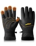 AXEVMEN Winter Gloves (Black, Large)