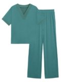 GKBK Womens Two Piece Outfits Pajama Sets 3/4 Dolman Sleeve V Neck Sleepwear Nightwear Loungewear Matching Pjs 2 Piece Lounge Set Lightweight Sweatsuit Fall Fashion Ooutfit Cyan XL