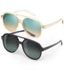 QALLY Retro Aviator Sunglasses for Women Sunglasses Polarized Classic 70s Vintage Trendy Square Aviators