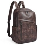 tiamyi Leather Backpack for Women Soft Vegan Leather Back pack with 15.6 inch Laptop Compartment, Fashion Ladies Travel Backpack, Coffee