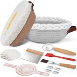 Sourdough Starter Kit Banneton Bread Proofing Basket Set, Dough Whisk, Lame & More Cotton Blend Baking Supplies for Sourdough Bread