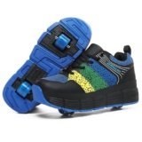 HOVERKICKES Kids Roller Skate Shoes with Wheels Roller Sneakers for Boys Girls Kids Deformation Wheeled Shoes ﻿ Black