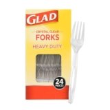Glad Crystal Clear Plastic Forks, 24 Count | Heavy Duty Clear Plastic Forks for Everyday Use