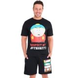 South Park Pajama Set for Men Short Lounge Set PJs Comfy Sleepwear Funny Gifts (2XS, Black)