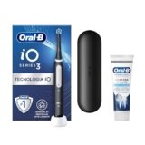 Oral-B Spazzolino Elettrico Ricaricabile iO 3 Nero, 1 Testina Di Ricambio, 1 Custodia Da Viaggio +Dentifricio Pro-Science Advanced Rigenera Smalto Pulizia Quotidiana 75ml. 1 Spazzolino