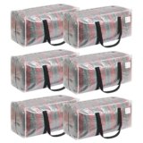 VTSVTS 6 Pack Extra Heavy Duty Large Moving Bags with Comfortable Handle & Strong Zipper,Storage Totes for Space Saving Moving Storage College Supplies Alternative to Moving Box,Clear