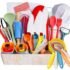 Kids Cooking Set Real Baking Utensils with Kitchen Tool Guide for Kids with Chef Apron Hat and Kitchen Accessories Kit Gift for Junior Chef